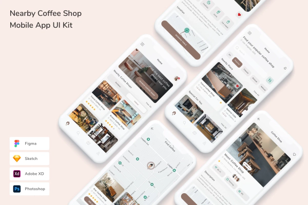 Nearby Coffee Shop Mobile App UI Kit