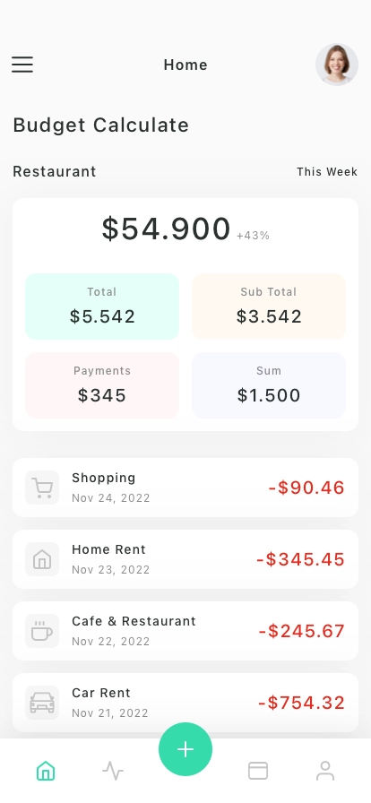 Budget & Transfer Money Mobile App UI Kit - Screenshot 1