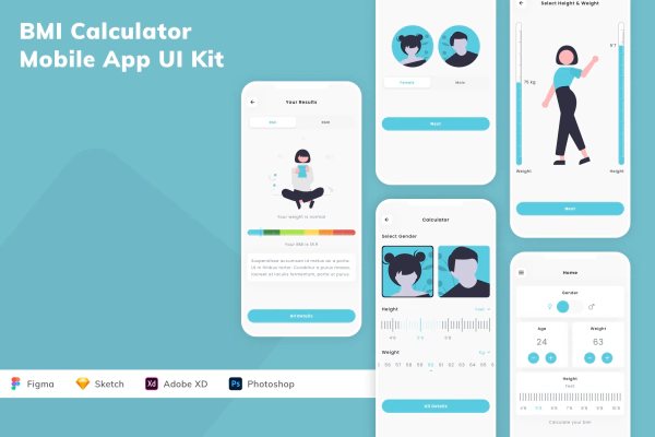 BMI Calculator Mobile App UI Kit