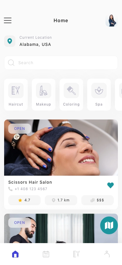 Salon Search & Booking Mobile App UI Kit - Screenshot 1