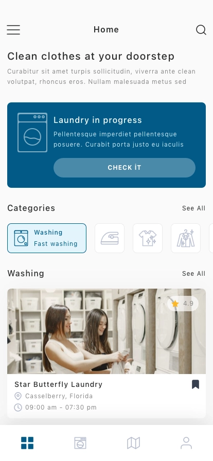 Laundry Mobile App UI Kit - Screenshot 1