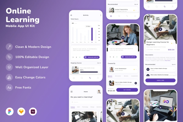 Online Learning Mobile App UI Kit