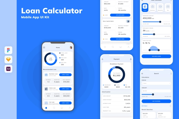 Loan Calculator Mobile App UI Kit