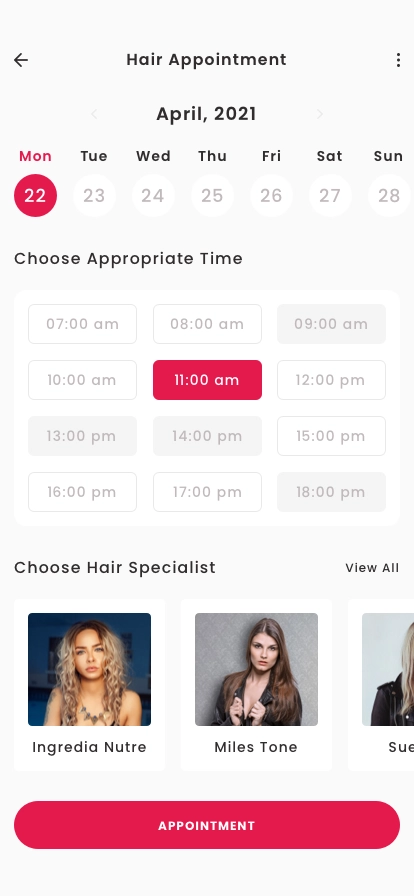 Beauty & Hair Salon Appointment App UI Kit - Screenshot 2