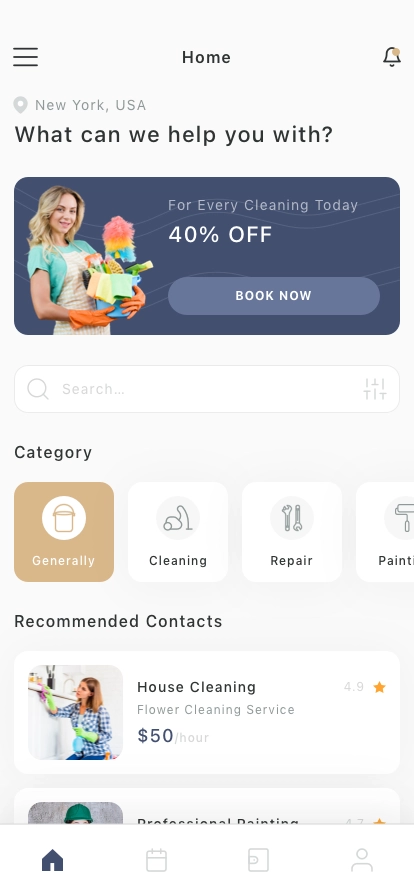 Home Cleaning Mobile App UI Kit - Screenshot 1