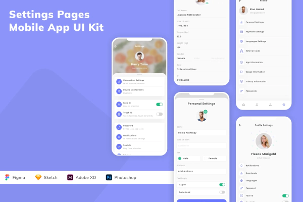 Settings Pages Mobile App UI Kit