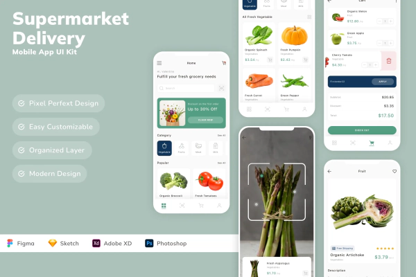 Supermarket Delivery Mobile App UI Kit