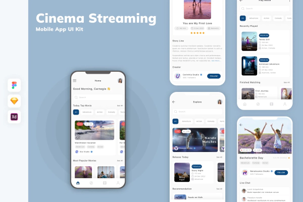 Cinema Streaming Mobile App UI Kit