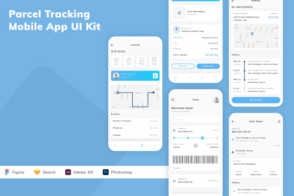 Parcel Tracking Mobile App UI Kit