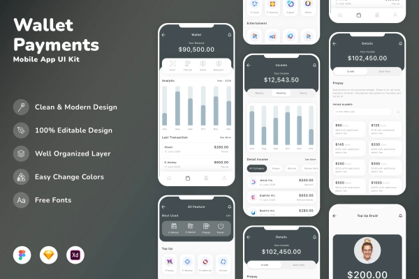 Wallet & Payments Mobile App UI Kit