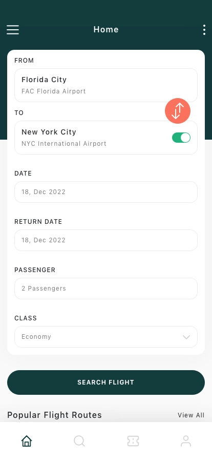 Booking Flight Ticket Mobile App UI Kit - Screenshot 1