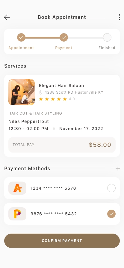 Hair Saloon Mobile App UI Kit - Screenshot 5