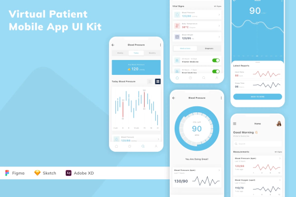 Virtual Patient Monitoring Mobile App UI Kit