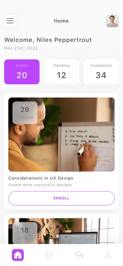 Online Learning Course Mobile App UI Kit - Screenshot 1
