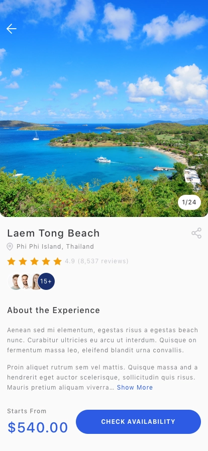 Travel Booking Mobile App UI Kit - Screenshot 2