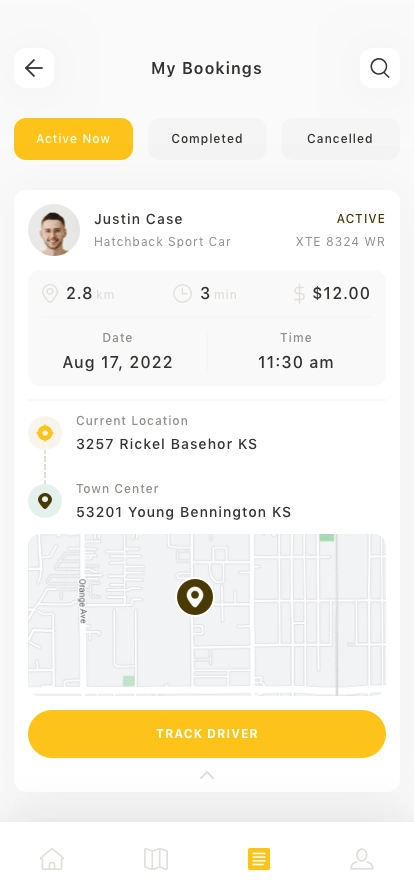 Taxi Booking Mobile App UI Kit - Screenshot 4