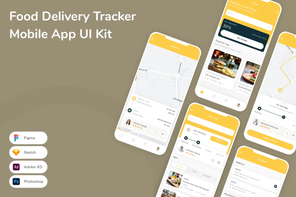 Food Delivery Tracker Mobile App UI Kit