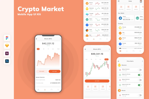 Crypto Market Mobile App UI Kit