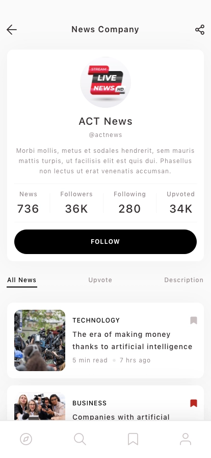 News & Blog Mobile App UI Kit - Screenshot 2