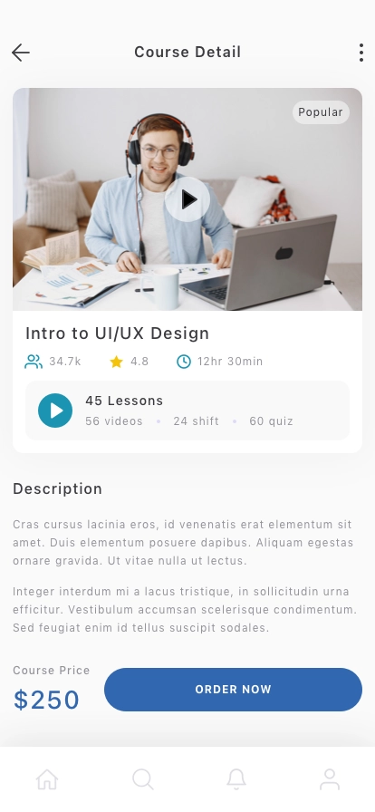 Online Learning Mobile App UI Kit - Screenshot 2