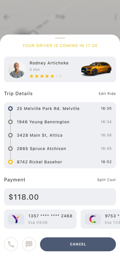 Taxi Reservation Mobile App UI Kit - Screenshot 5
