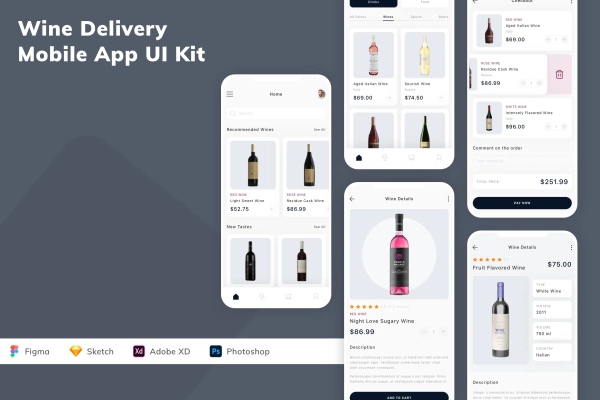 Wine Delivery Mobile App UI Kit