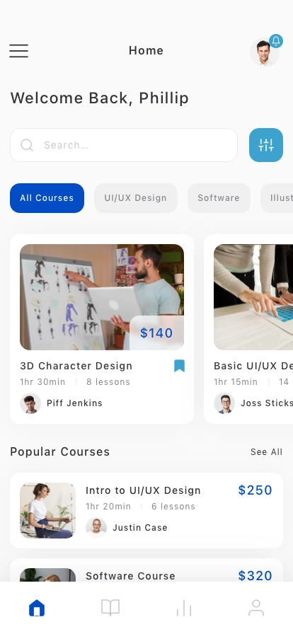 Online Course Mobile App UI Kit - Screenshot 1