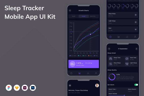 Sleep Tracker Mobile App UI Kit