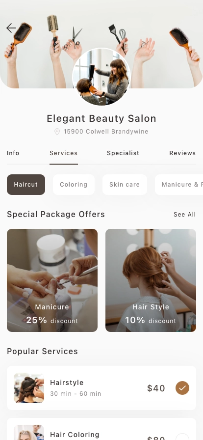 Beauty & Hair Salon Mobile App UI Kit - Screenshot 5