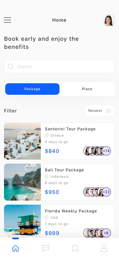 Travel & Discover Mobile App UI Kit - Screenshot 1