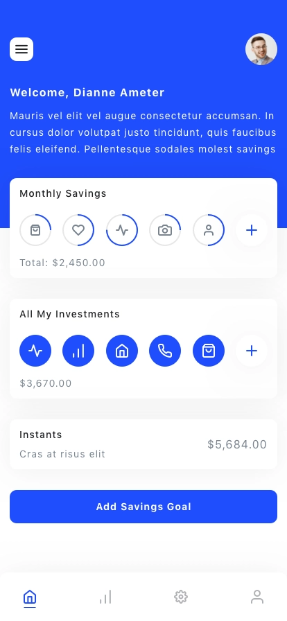 Savings Investing Mobile App UI Kit - Screenshot 1
