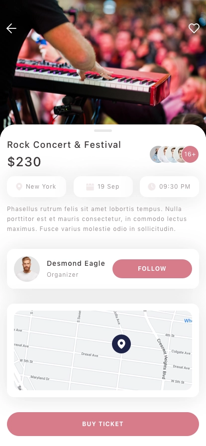 Event Booking Mobile App UI Kit - Screenshot 3