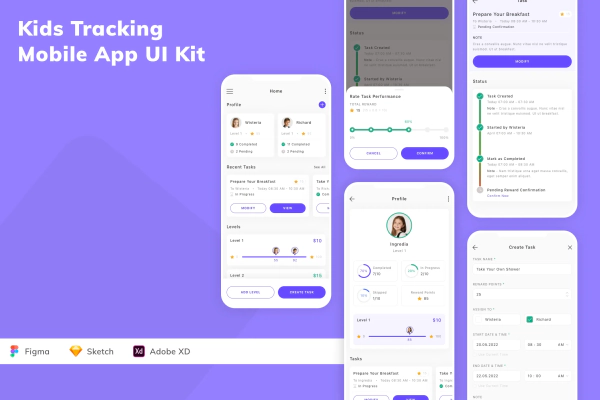 Kids Tracking Mobile App UI Kit