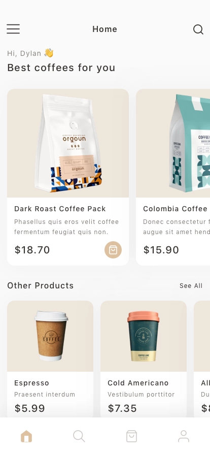 Coffee Shop Mobile App UI Kit - Screenshot 1