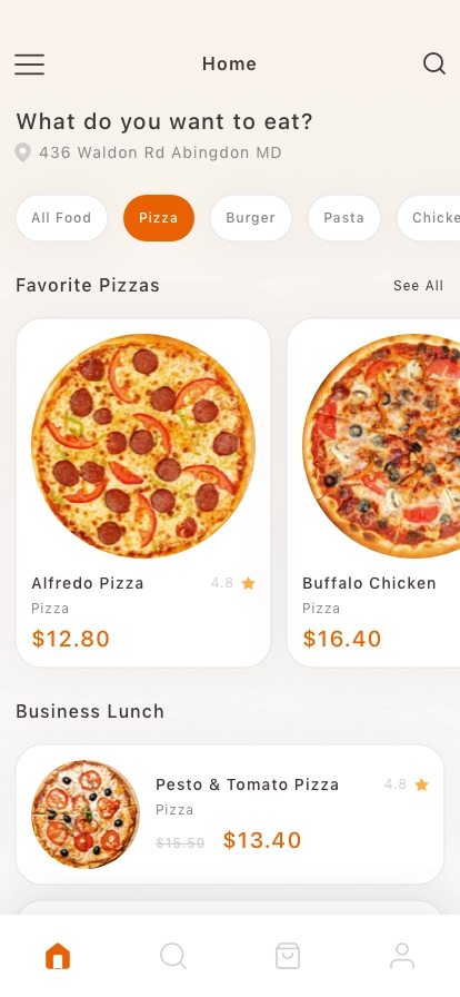 Pizza Delivery Mobile App UI Kit - Screenshot 1