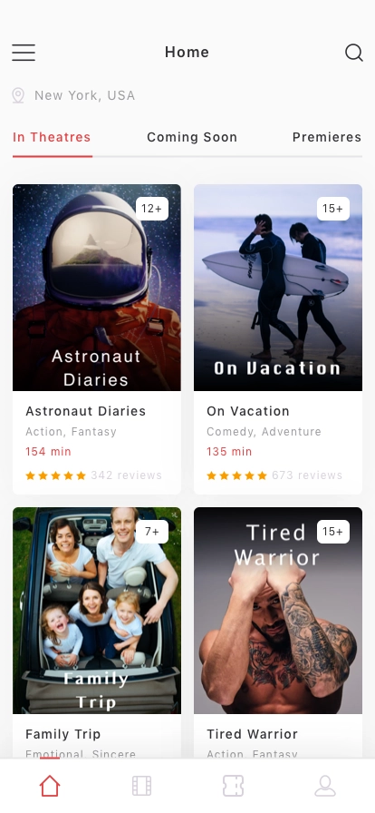 Cinema Ticket Mobile App UI Kit - Screenshot 1