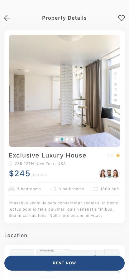 Property Renting Mobile App UI Kit - Screenshot 3