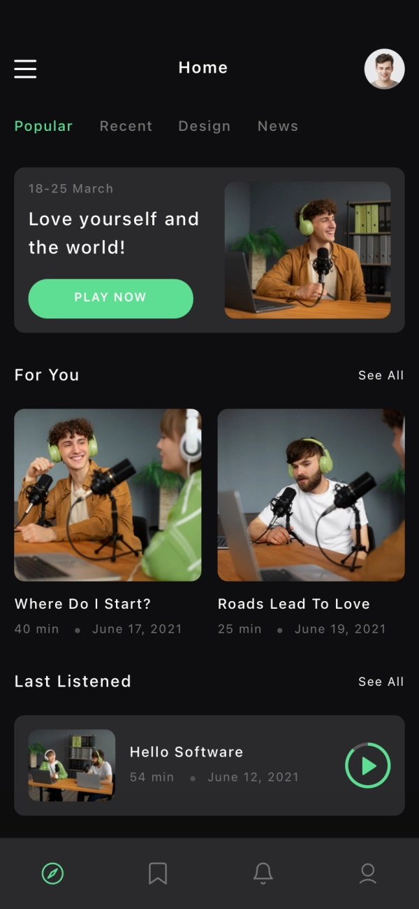 Podcast Listening Mobile App UI Kit - Screenshot 1