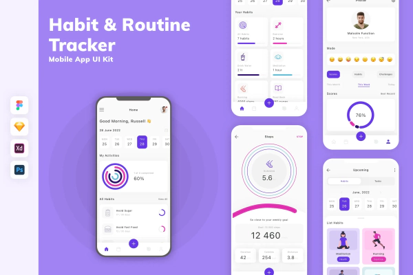 Habit & Routine Tracker Mobile App UI Kit