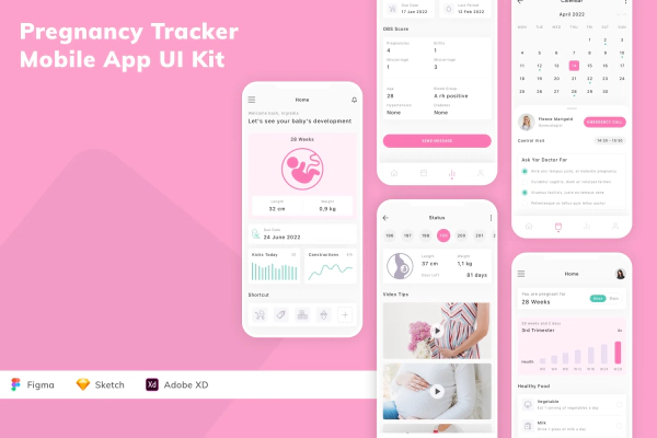 Pregnancy Tracker Mobile App UI Kit