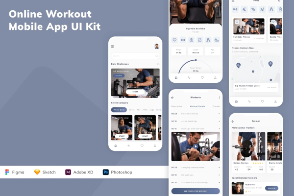 Online Workout Mobile App UI Kit