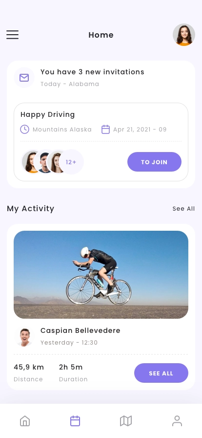 Cycling Routes & Tracker App UI Kit - Screenshot 2