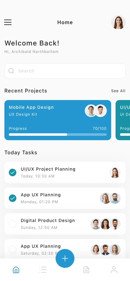 Project Management Mobile App UI Kit - Screenshot 1
