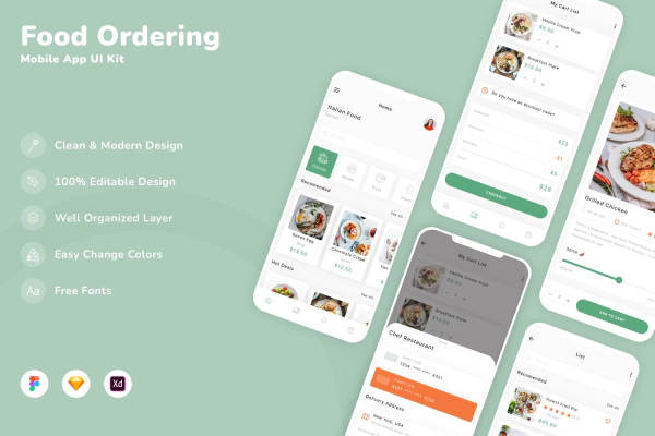 Food Ordering Mobile App UI Kit