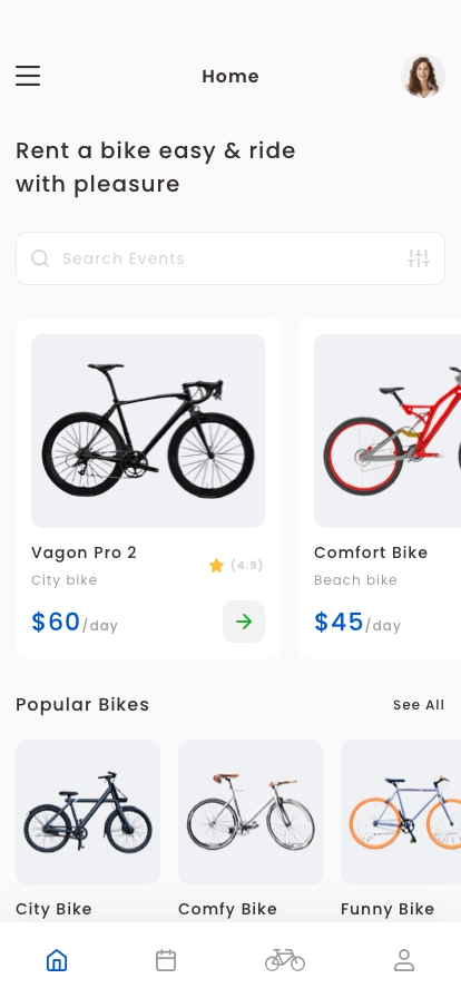 Rent Bicycle & Bike Mobile App UI Kit - Screenshot 1