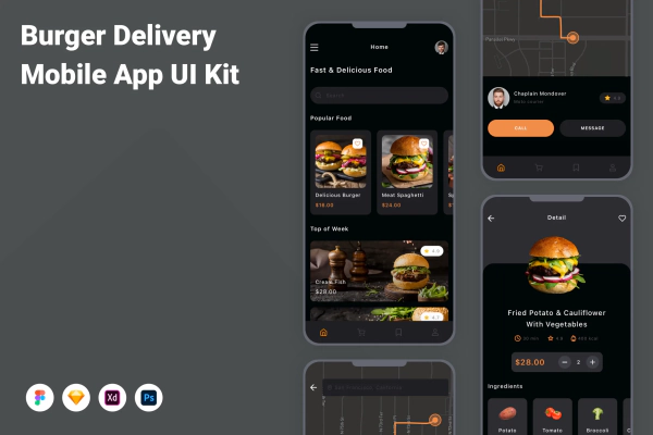 Burger Delivery Mobile App UI Kit