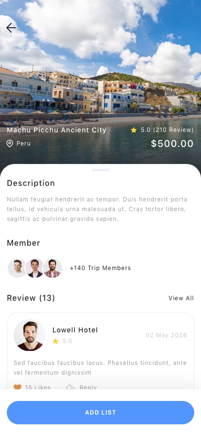 Travel Planner Mobile App UI Kit - Screenshot 4