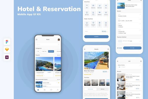 Hotel & Reservation Mobile App UI Kit