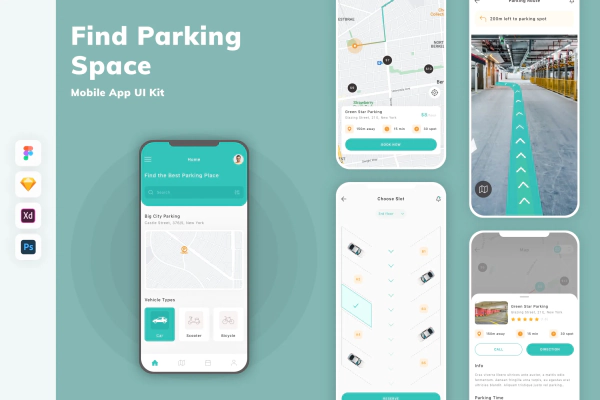 Find Parking Space Mobile App UI Kit