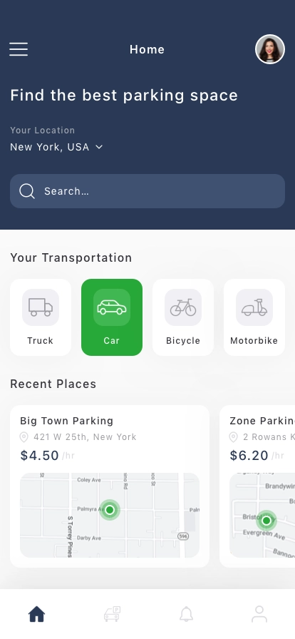 Find Parking Space Mobile App UI Kit - Screenshot 1